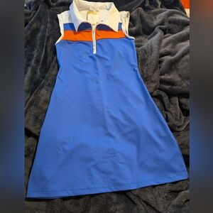 TCEC Blue Sleeveless Polo Dress with Orange and White Accents